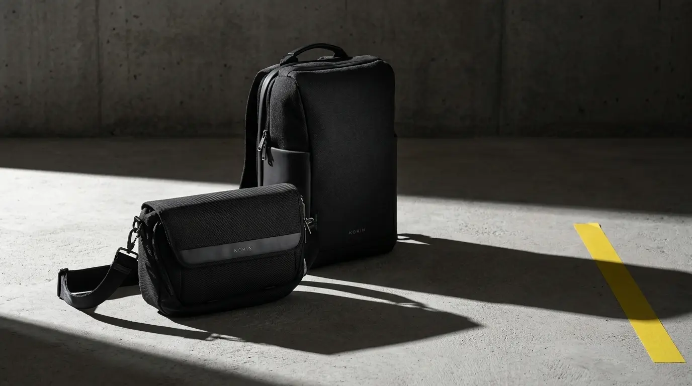 Slash-proof Korin crossbody sling bag and backpack produced as a corporate gifting set by SOS Station